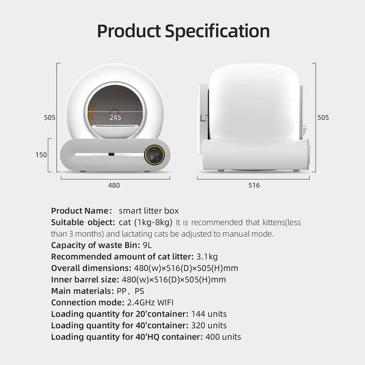 Smart Self-Cleaning Cat Litter Box with App Control