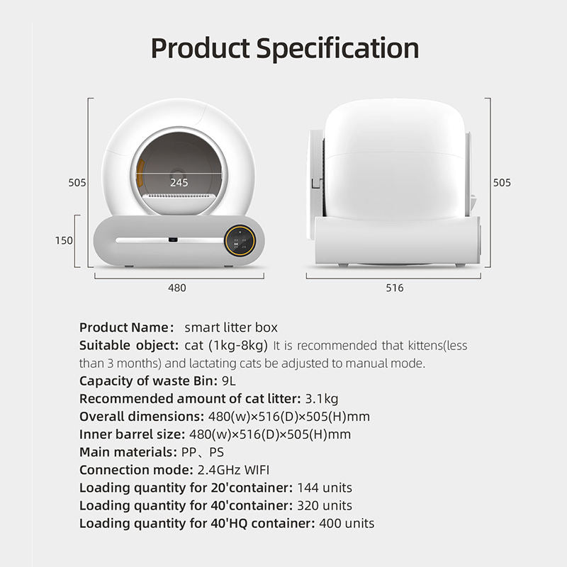 Smart Self-Cleaning Cat Litter Box with App Control